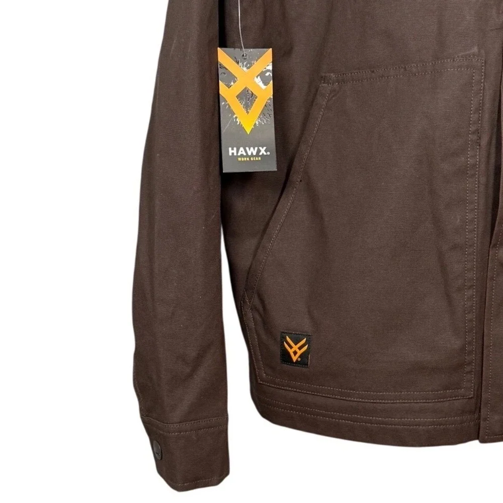 NWT HAWX MEN'S OAKDALE SOLID CHORE COAT, Brown, Size Large